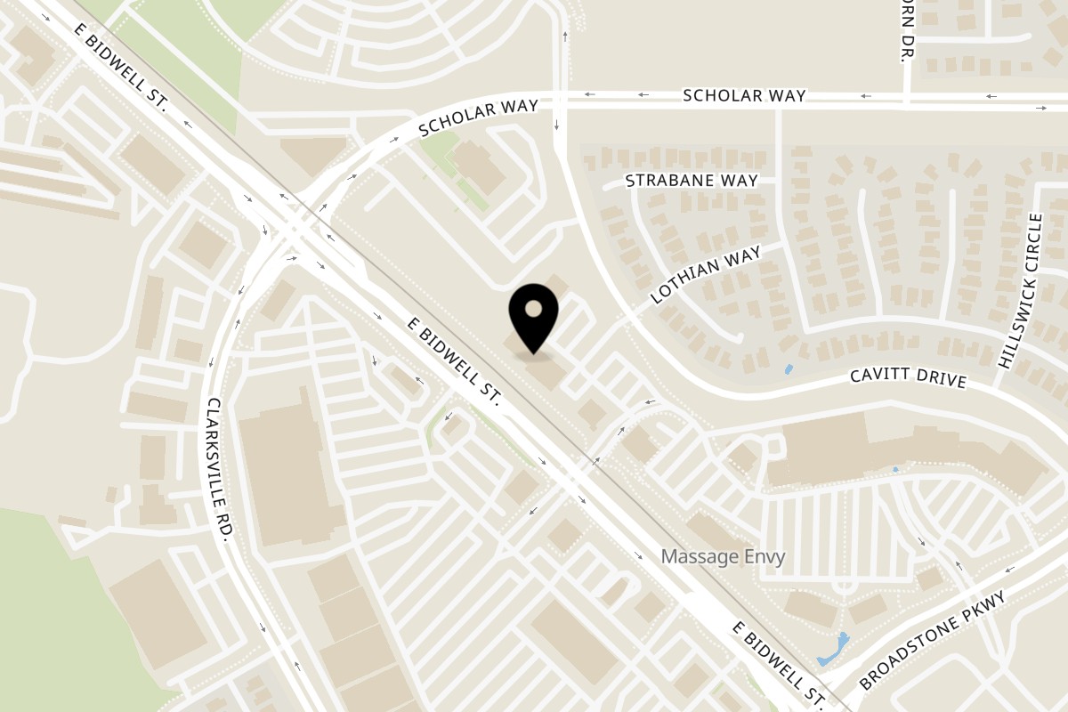 Map showing the location of Sacramento Pizza Company on 2700 East Bidwell Street in Folsom
